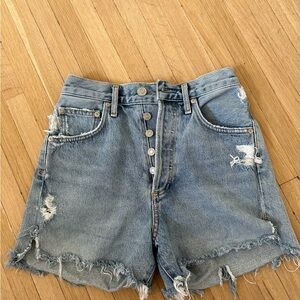 Agolde Blue Distressed Jean Shorts